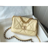 Chanel 19 Goatskin Small Flap Bag AS1160 Light Yellow 2021 TOP