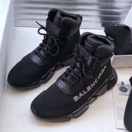 Balenciaga Triple S x Nike Stretch Knit High-top Lace-up Sneakers Black 04 2019 (For Women and Men)