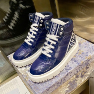 Dior D-Player Boot Sneakers in Navy Blue Quilted Nylon 2021