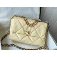 Chanel 19 Goatskin Large Flap Bag AS1161 Light Yellow 2021 TOP