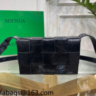 Bottega Veneta Cassette Small Crossbody Bag in Laminated Leather 578004 Black 2021