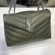 Saint Laurent Loulou Medium Shoulder Bag in "Y" Calfskin 464676 Green