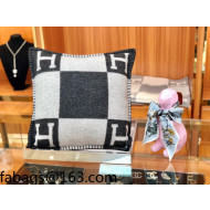 Hermes Avalon Wool Pillow 45x45cm Black 2021 110215