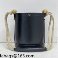 Celine Bucket Marin Calfskin and Cord Bucket Bag Black 2021