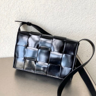Bottega Veneta Cassette Small Crossbody Bag in Patent Leather 578004 Black 2021
