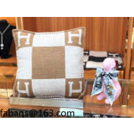 Hermes Avalon Wool Pillow 45x45cm Brown 2021 110218