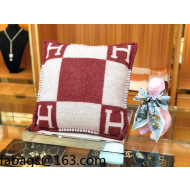 Hermes Avalon Wool Pillow 45x45cm Burgundy 2021 110214