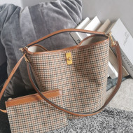 Celine Bucket 16 Bag in Brown Houndstooth Fabric 2021