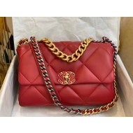 Chanel 19 Goatskin Large Flap Bag AS1161 Red 2021 TOP