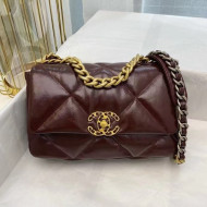 Chanel 19 Shiny Calfskin Small Flap Bag AS1160 Burgundy 2021 TOP
