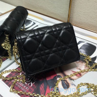 Dior Lady Dior Nano Pouch Clutch with Chain in Black Cannage Calfskin 2020