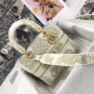 Dior Medium Lady D-Lite Bag in Gold Around the World Stella Embroidery 2022 60