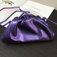 Bottega Veneta The Mini Pouch 22 Clutch in Crinkled Metallic Leather Viola Purple 2019