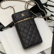 Chanel Quilted Grained Calfskin Classic Vanity Phone Holder with Chain AP2084 Black 2021
