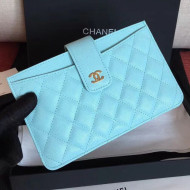 Chanel Grained Calfskin Classic Pouch With Card Holder A81902 Light Blue 2018