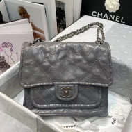 Chanel Vintage Wax Quilted Leather Messenger Bag Gray 2020