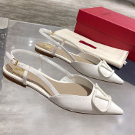 Valentino VLogo One-Tone Patent Leather Slingback Ballet Flat White 2021
