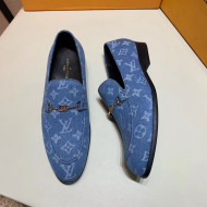 Louis Vuitton Men's Denim Monogram Loafers Blue 2020