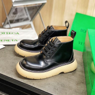 Bottega Veneta Shiny Leather Short Boots in Oversize Sole Black 2020