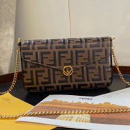 Fendi FF Wallet on Chian WOC with Pouches/Mini Bag Brown 2019