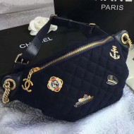 Chanel Wool Charms Waist Bag A57869 Navy Blue 2018