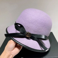 Gucci Wool Bucket Hat with GG Bow Purple 2020