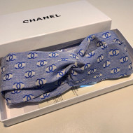 Chanel CC Logos Stamp Headband Blue 2019