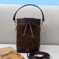 Fendi Mon Tresor Mini Bucket Bag in FF Suede and Calfskin Brown 2021