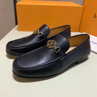 Louis Vuitton Men's Stitching Calfskin LV Circle Buckle Loafers Black 2019