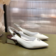 Louis Vuitton Magnetic Slingback Pump 3.5cm in Glazed Calf Leather White 2022