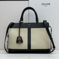 Celine Medium Cabas De France Bag in Textile Canvas Black 2021