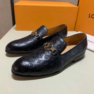 Louis Vuitton Men's Monogram Empreinte Leather LV Circle Buckle Loafers Black 2019