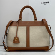 Celine Medium Cabas De France Bag in Textile Canvas Tan Brown 2021