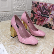 Dolce & Gabbana DG Patent Leather Pumps 6.5/10.5cm Light Pink/Gold 2021 111342