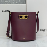 Celine Bucket Maillon Triomphe Bag in Shiny Calfskin Burgundy 2021