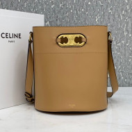 Celine Bucket Maillon Triomphe Bag in Shiny Calfskin Camel Brown 2021