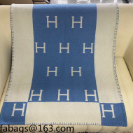 Hermes Classic Wool Cashmere Baby Blanket 100x140cm Blue 2021 110264