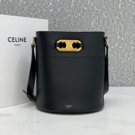 Celine Bucket Maillon Triomphe Bag in Shiny Calfskin Black 2021