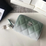Chanel Patent Leather & Calfskin & Resin Logo and Drop Card Case Green/White 2018