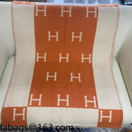 Hermes Classic Wool Cashmere Baby Blanket 100x140cm Orange 2021 110265