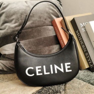 Celine Ava Hobo Bag in Smooth Calfskin with Celine Print Black 2021