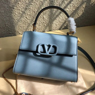 Valentino Small VSLING Grainy Calfskin Top Handle Bag 0530S Blue 2019