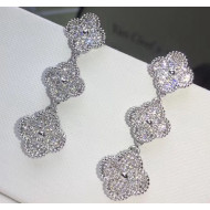 VanCleef&Arpels Three Clovers Crystal Earrings Silver  