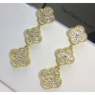 VanCleef&Arpels Three Clovers Crystal Earrings Yellow Gold