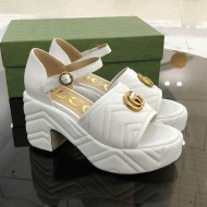 Gucci Chevron Lambskin Platform Sandals White 9cm 2021 01