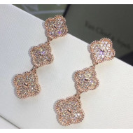 VanCleef&Arpels Three Clovers Crystal Earrings Rose Gold  
