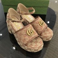 Gucci GG Canvas Platform Sandals White 9cm Beige 2021 05