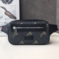 Gucci Bestiary Belt Bag with Tigers Print 474293 Black/Grey 2019