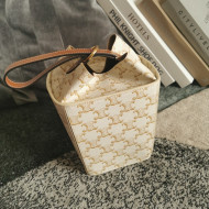 Celine Strap Box Mini Bag in Triomphe Canvas and Calfskin White 2021