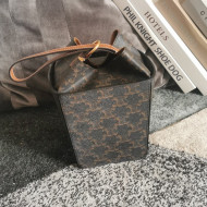 Celine Strap Box Mini Bag in Triomphe Canvas and Calfskin Brown 2021